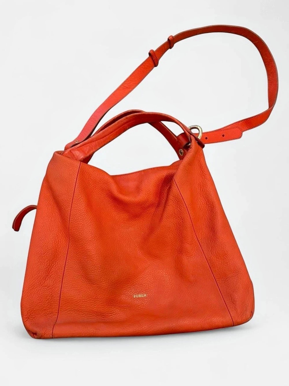 Furla Orange Leather Shoulder Bag